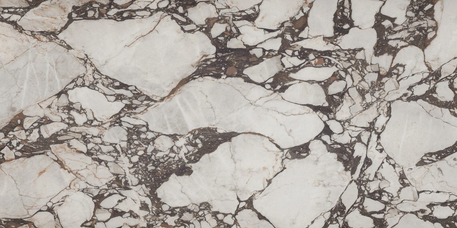 Chianti porcelain slab. Pale stone broken by a network of deep plum-brown veins. Full slab, 5 ft 3 in by 10 ft 6 in.