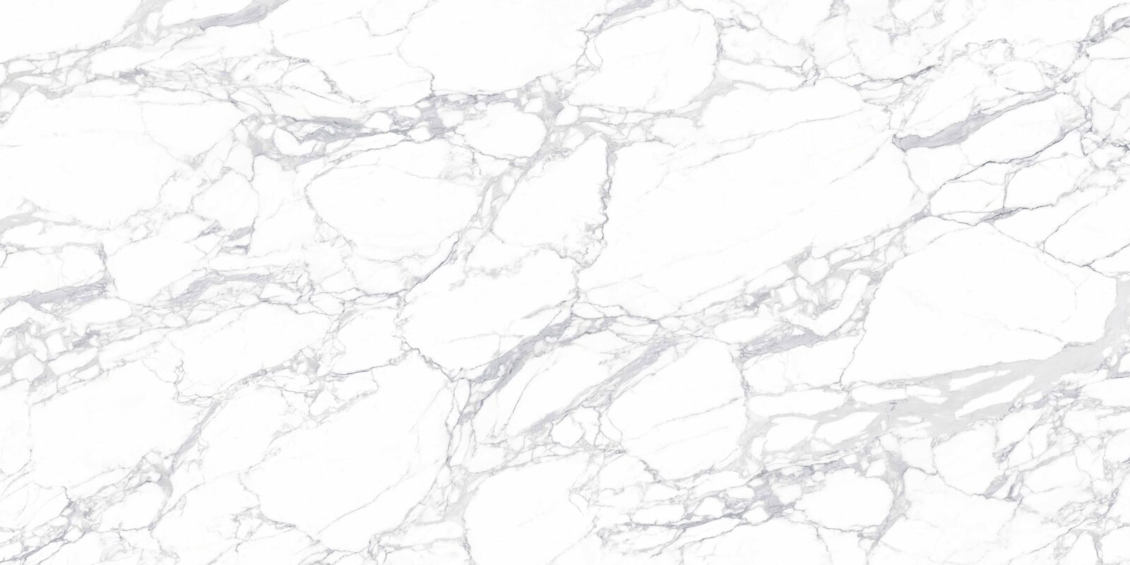 Colonnata porcelain slab. Bright white with a fine web of grey veins. Full slab, 5 ft 3 in by 10 ft 6 in.