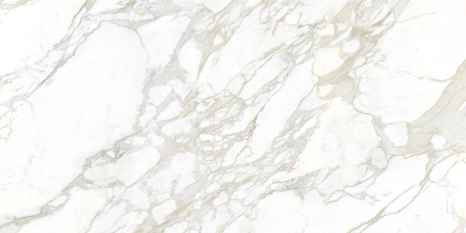 Salina porcelain slab. Soft white with grey-green veins. Full slab, 5 ft 3 in by 10 ft 6 in.